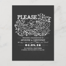Floral chalkboard elegant Vintag Save the Date Ankündigungspostkarte