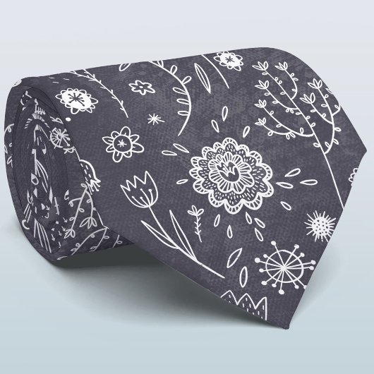 Floral Chalkboard Neck Tie Krawatte