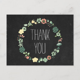 Floral Chalkboard Vielen Dank Postkarte