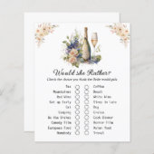 Floral Champagne Brautparty Game Card (Vorne/Hinten)