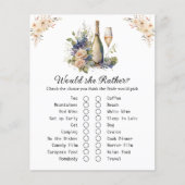 Floral Champagne Brautparty Game Card (Vorderseite)
