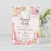  Floral Champagne | Bridal Shower Brunch Einladung (Stehend Vorderseite)