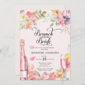  Floral Champagne | Bridal Shower Brunch Einladung (Vorne/Hinten)