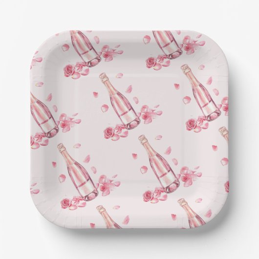 Floral Champagne | Bridal Shower Brunch Pappteller (Vorderseite)