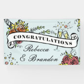 Floral Champagne Milestone Herzlichen Glückwunsch Banner (Horizontal)