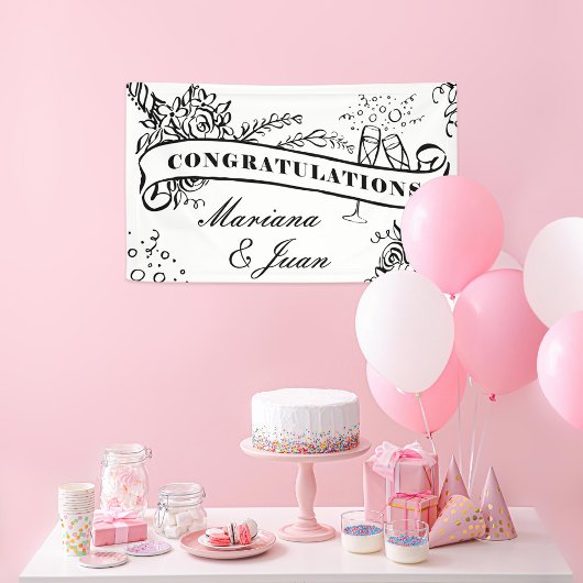 Floral Champagne Milestone Herzlichen Glückwunsch Banner