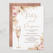 Floral Champagne Petals Prosecco Brautparty Einladung (Vorne/Hinten)