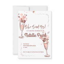 Floral Champagner Sie hat Ja gesagt Brautparty-Ein