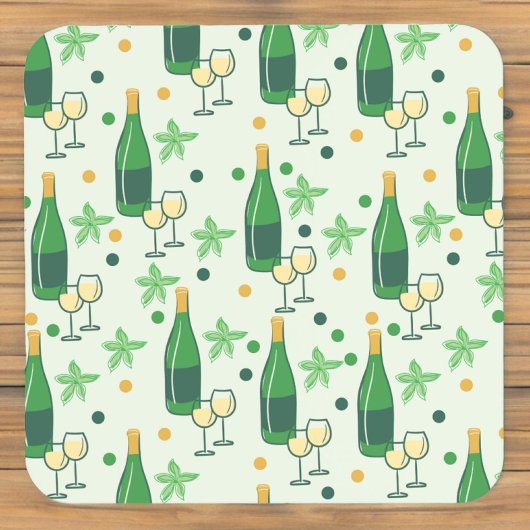 Floral Chardonnay Bottles Glasses Pattern Getränkeuntersetzer