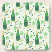 Floral Chardonnay Bottles Glasses Pattern Getränkeuntersetzer (Vorderseite)