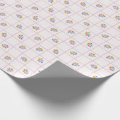 Floral Checkter hellrosa Hintergrund Geschenkpapier (Ecke)