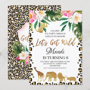 Floral Cheetah Print Lasse Wild Birthday Einladung