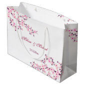 Floral Cherry Blossom Custom Wedding Große Geschenktüte (Rückseite Schrägansicht)