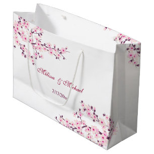 Floral Cherry Blossom Custom Wedding Große Geschenktüte