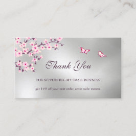 Floral Cherry Blossom Danke Business Card Visitenkarte
