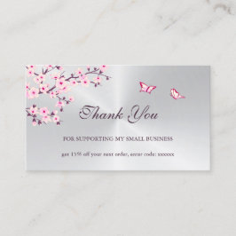 Floral Cherry Blossom Danke Business Card Visitenkarte