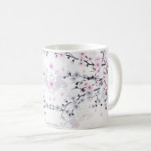 Floral Cherry Blossom Dusky Pink Mauve Kaffeetasse (VorderseiteRechts)