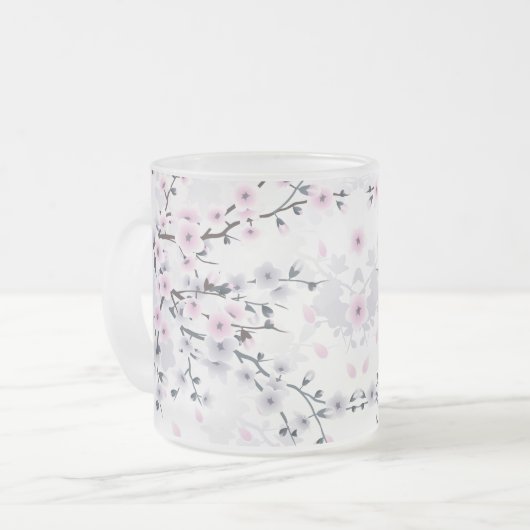 Floral Cherry Blossom Dusky Pink Mauve Mattglastasse (Vorderseite Links)