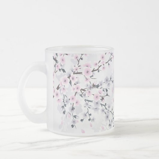 Floral Cherry Blossom Dusky Pink Mauve Mattglastasse (Links)