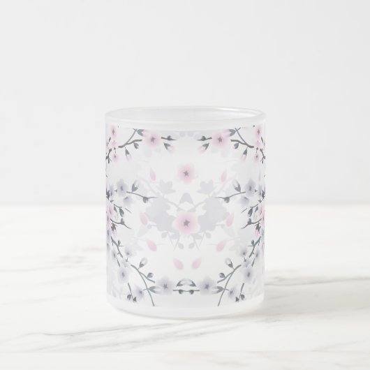 Floral Cherry Blossom Dusky Pink Mauve Mattglastasse (Mittel)