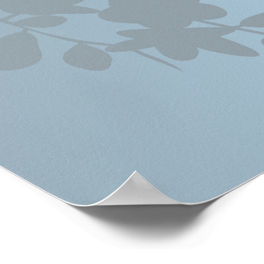 Floral Cherry Blossom Dusty Pink Blue Poster (Ecke)