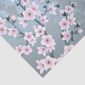 Floral Cherry Blossom Dusty Pink Blue Seidenpapier (Ausschnitt)