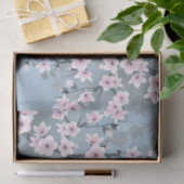 Floral Cherry Blossom Dusty Pink Blue Seidenpapier (Geschenk)