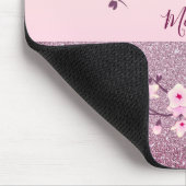 Floral Cherry Blossom Mauve Bling Monogram Mousepad (Ecke)