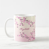 Floral Cherry Blossom Monogram Pink Girl Kaffeetasse (Links)