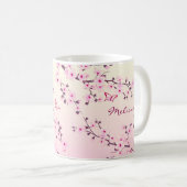 Floral Cherry Blossom Monogramm Kaffeetasse (VorderseiteRechts)
