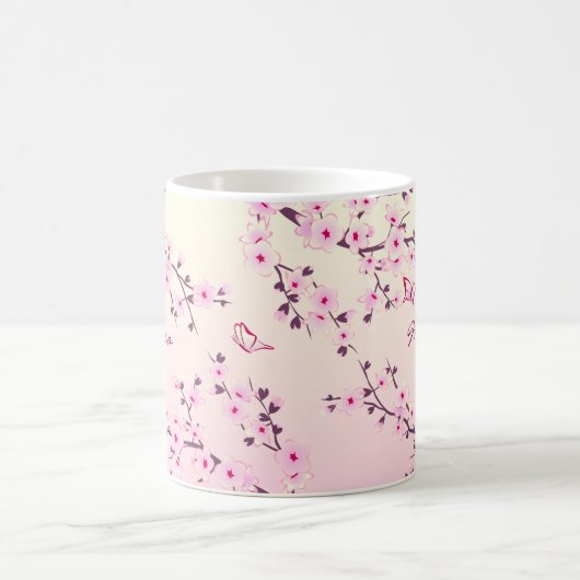 Floral Cherry Blossom Monogramm Kaffeetasse (Mittel)
