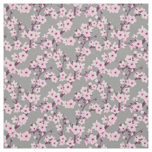 Floral Cherry Blossom Muster Pink Grau Stoff (Muster)