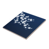 Floral Cherry Blossom Navy Blue White Fliese (Seite)