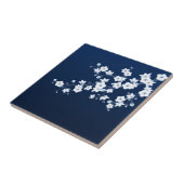 Floral Cherry Blossom Navy Blue White Fliese (Seite)