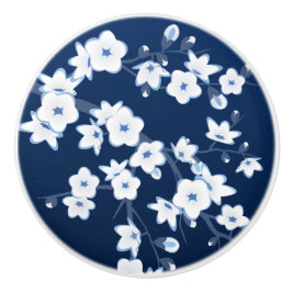 Floral Cherry Blossom Navy Blue White Keramikknauf