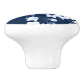 Floral Cherry Blossom Navy Blue White Keramikknauf (Seitenansicht)