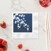 Floral Cherry Blossom Navy Blue White Serviette (Beispiel)