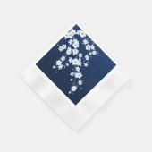 Floral Cherry Blossom Navy Blue White Serviette (Ecke)