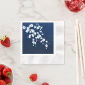 Floral Cherry Blossom Navy Blue White Serviette (Beispiel)
