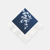 Floral Cherry Blossom Navy Blue White Serviette (Ecke)