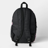 Floral Cherry Blossom Pink Black Bedruckter Rucksack (Rückseite)