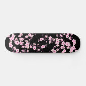 Floral Cherry Blossom Pink Black Girl Skateboard (Horizontal)