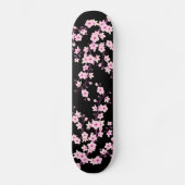 Floral Cherry Blossom Pink Black Girl Skateboard (Vorderseite)