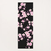 Floral Cherry Blossom Pink Black Yogamatte (Rückseite)