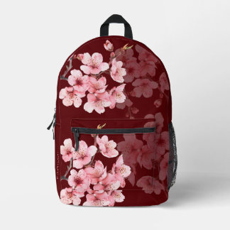Floral Cherry Blossom Pink Burgund Bedruckter Rucksack