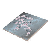 Floral Cherry Blossom Pink Dusty Blue Fliese (Seite)