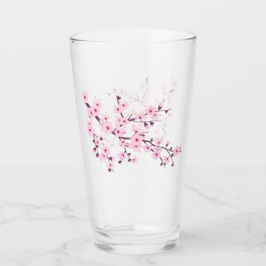 Floral Cherry Blossom Pink Glas (Rückseite)