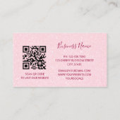 Floral Cherry Blossom Pink Glitzer QR Code Visitenkarte (Rückseite)