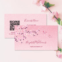 Floral Cherry Blossom Pink Glitzer QR Code