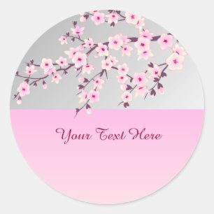 Floral Cherry Blossom Pink Grau Sticker